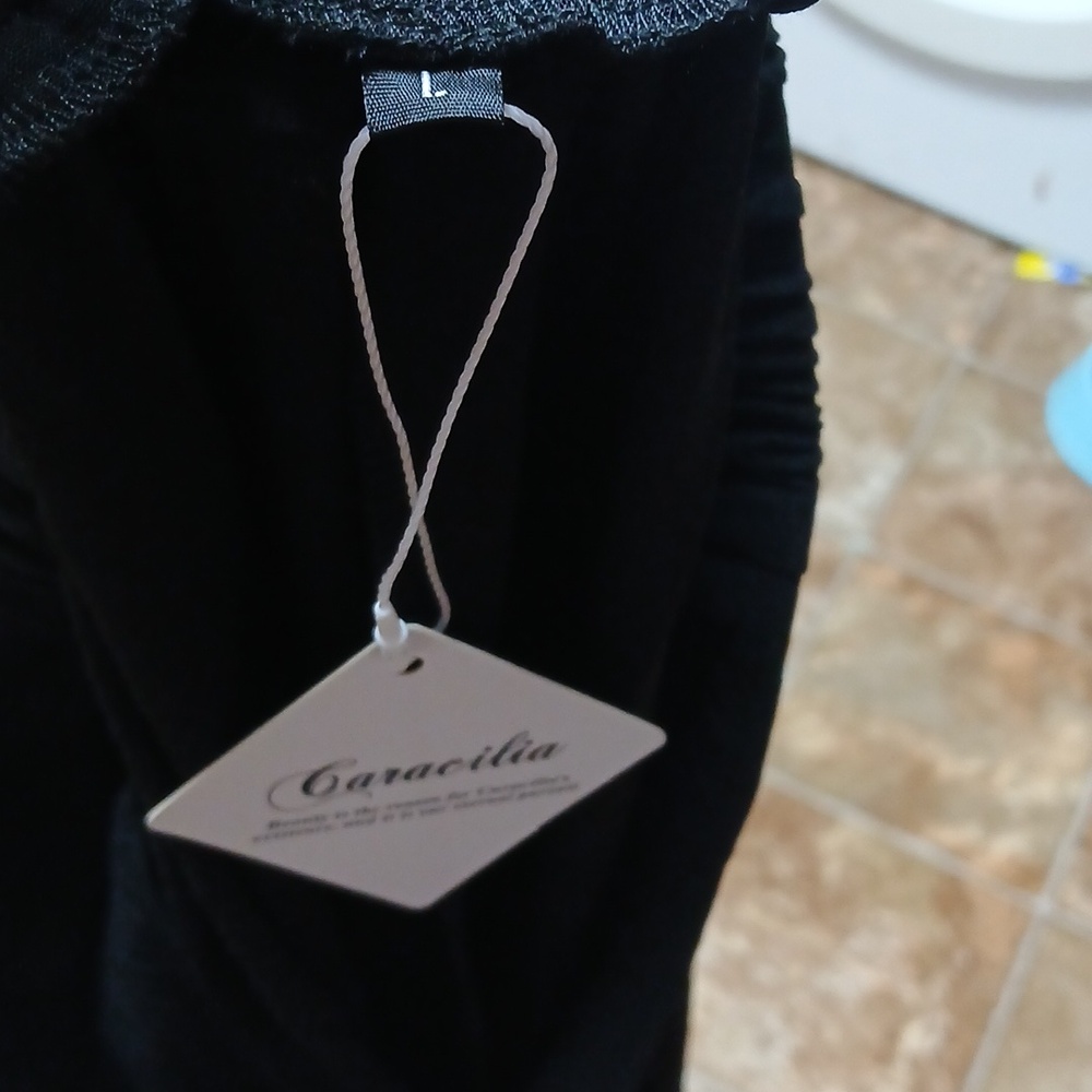 NWT Carnacilia Wide Leg Black Pull On Tie-Waist Pants - Picture 5 of 5